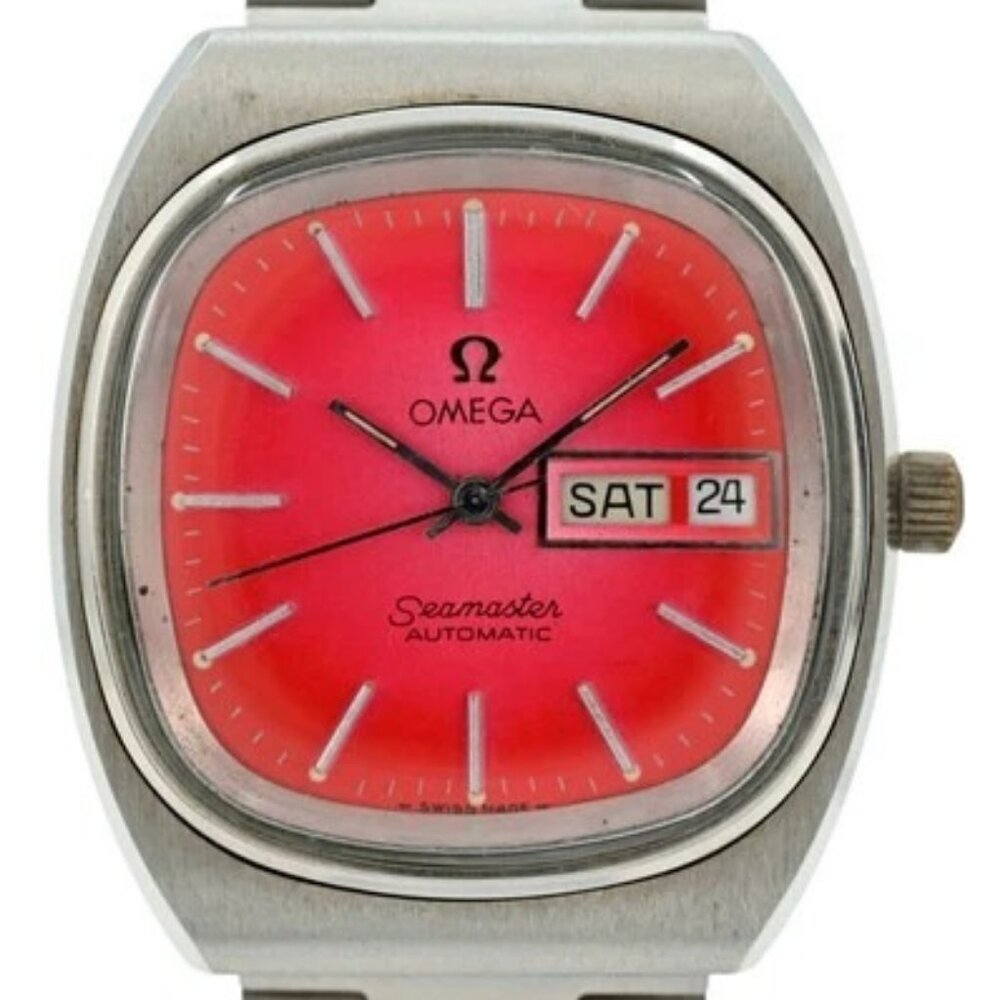 Omega 36mm Men's Vintage Seamaster TV Case Pink/ Red Dial 1020 Watch- 166.0213!